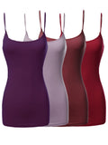 Plus Size Basic Solid Long Length Adjustable Spaghetti Strap Camisole Tank Top (XL-3XL)