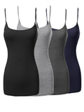 Womens & Juniors Basic Solid Long Length Adjustable Spaghetti Strap Camisole Tank Top (S-L)