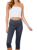 Juniors Active Stretch Capri Length Yoga Workout Leggings with Wide Wastband