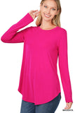 Zenana Women's Relaxed Fit Long Sleeve Round Neck & Hem Jersey Tee Shirt Top