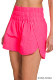 Zenana Women's Casual Windbreaker Smocked Waistband Running Active Gym Shorts w/Built-In Inner Brief