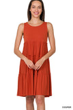 Women Sleeveless Ruffle Tiered Knee Length Swing Dress