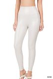 Zenana Women's High Rise Full Length Waist Band Faux Leather Tight Leggings