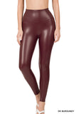 Zenana Women's High Rise Full Length Waist Band Faux Leather Tight Leggings