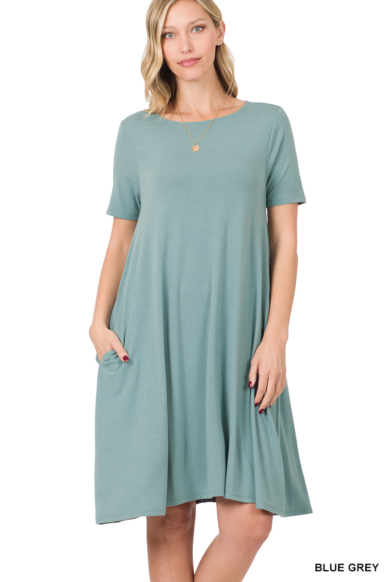 Size Short Sleeve Flared T-Shirt Midi Dress with Side – TheLovely.com