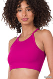 Plus Size Seamless Ribbed Knit Cropped Cami Active Fitness Workout Tank Top