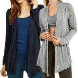 Women Classic Open Front Rayon Drape Lightweight Cardigan