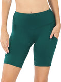 Zenana Plus Size Yoga Running Compression Exercise Exercise Biker Shorts with Side Pockets