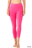Women Plus Size Premium Cotton Mid-High Waist Capri Leggings