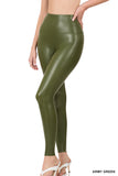Zenana Women's High Rise Full Length Waist Band Faux Leather Tight Leggings