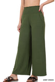 Zenana's Plus Smocked Wide Waistband Flared Bottom Casual Lounge Pants